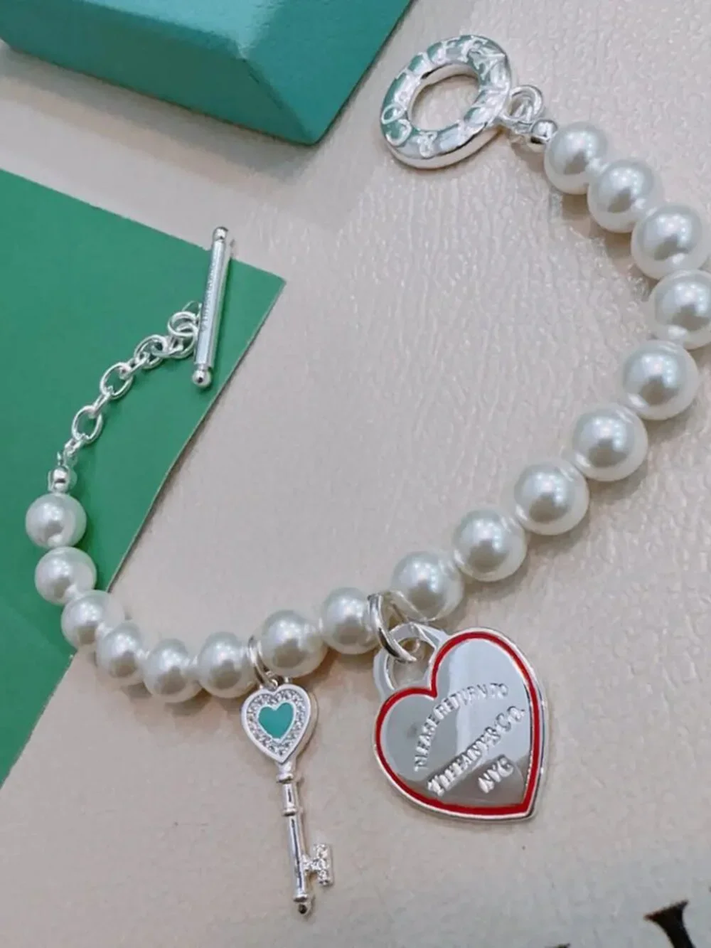 Tiffany & Co. Multi-Element Agate Silver-Style Bracelet